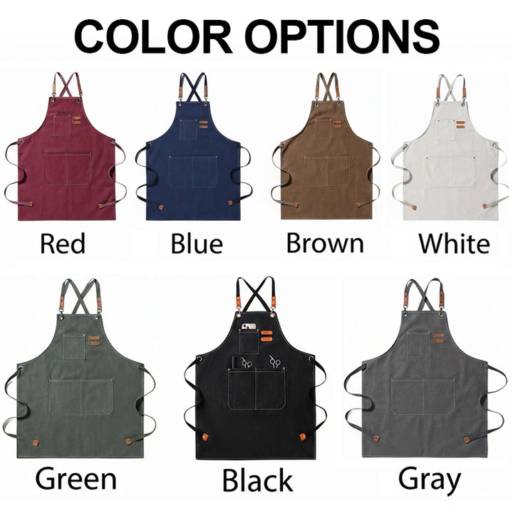 Personalized Waterproof Canvas Apron  Oil-Resistant • Stain-Resistant • Custom Embroidered