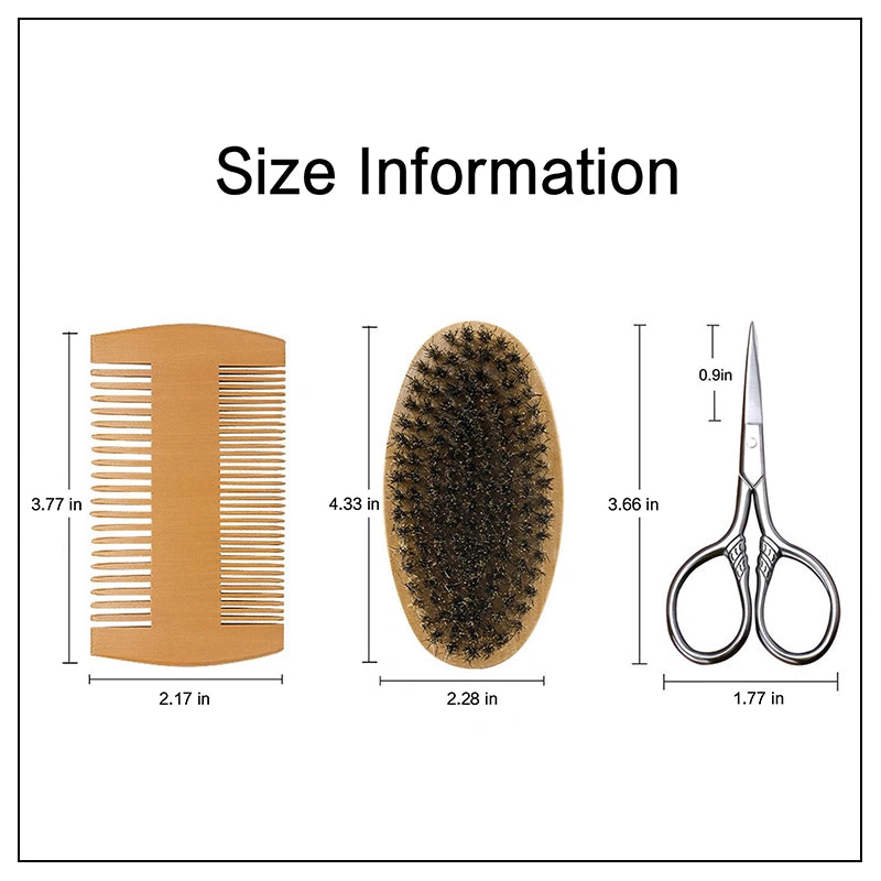 Personalized Wood Beard Comb & Brush Gift Set – Custom Grooming Kit for Him, Father’s Day Gift, Valentine’s Gift for Boyfriend