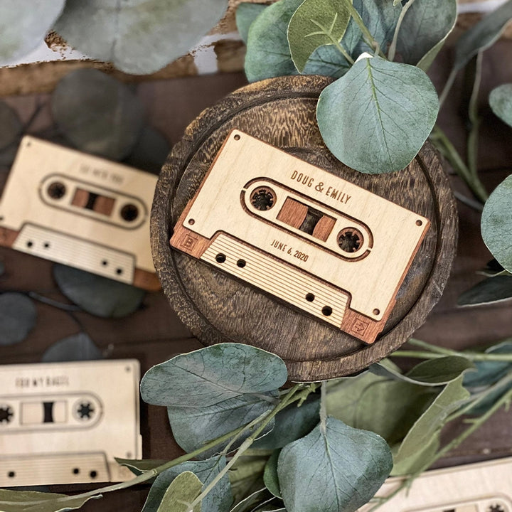 Personalized Wood Mixtape Plaque – Custom 5th Anniversary Gift, Engraved Cassette Tape Keepsake