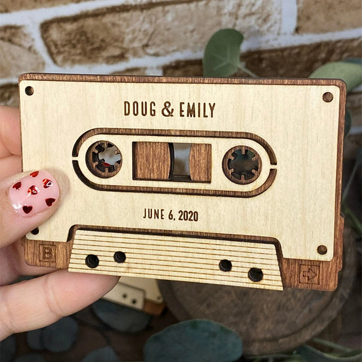 Personalized Wood Mixtape Plaque – Custom 5th Anniversary Gift, Engraved Cassette Tape Keepsake