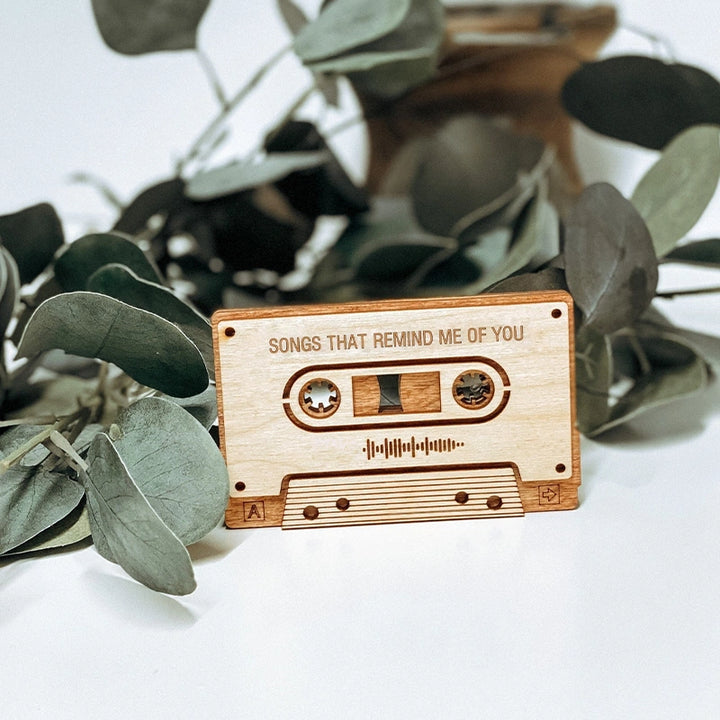 Personalized Wood Mixtape Plaque – Custom 5th Anniversary Gift, Engraved Cassette Tape Keepsake