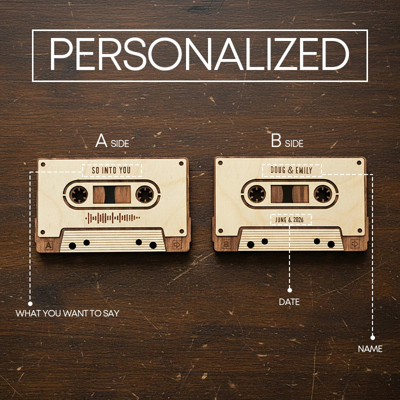Personalized Wood Mixtape Plaque – Custom 5th Anniversary Gift, Engraved Cassette Tape Keepsake
