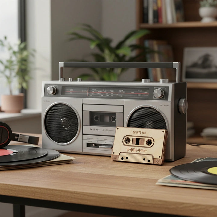 Personalized Wood Mixtape Plaque – Custom 5th Anniversary Gift, Engraved Cassette Tape Keepsake