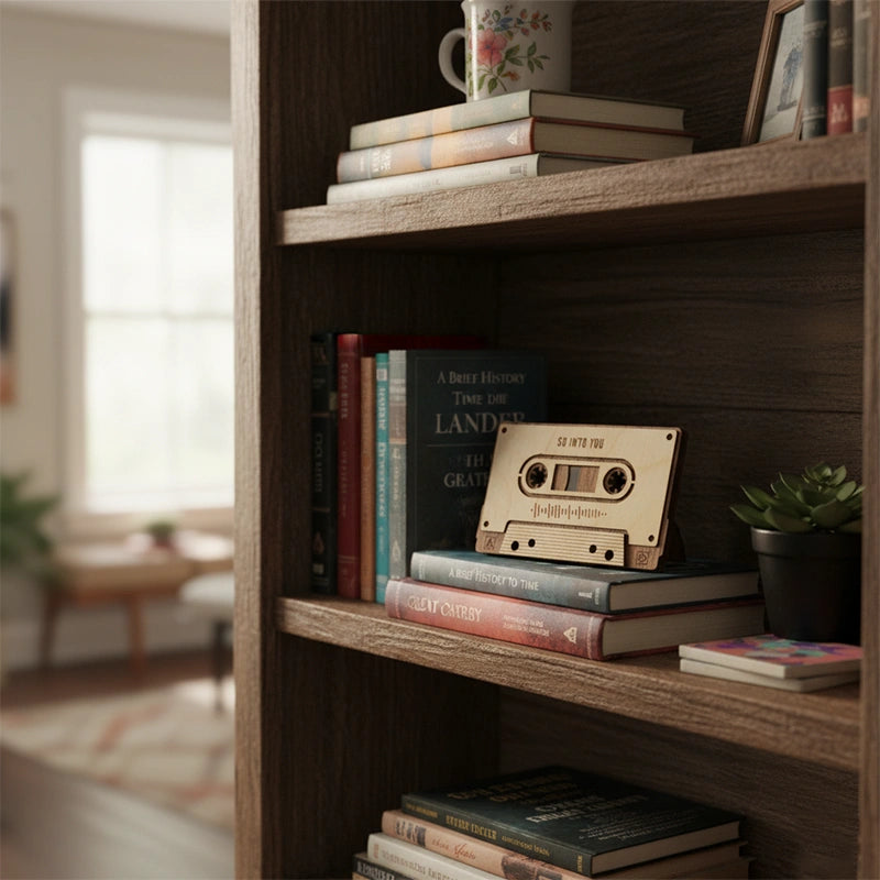 Personalized Wood Mixtape Plaque – Custom 5th Anniversary Gift, Engraved Cassette Tape Keepsake