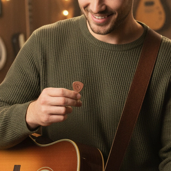 Personalized Wooden Guitar Pick Box – Custom Engraved Pick Holder Gift for Guitarists & Musicians