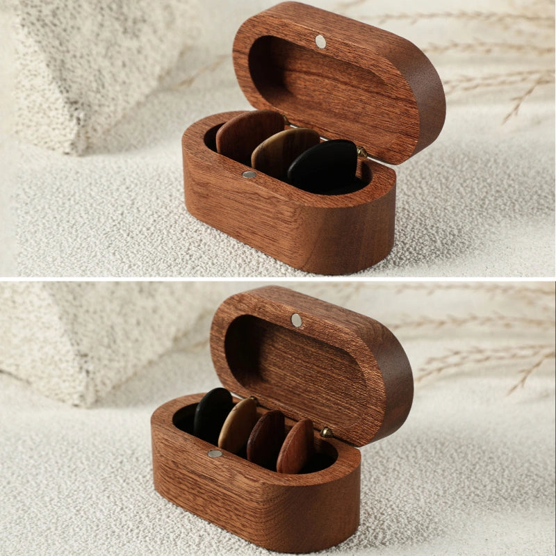 Personalized Wooden Guitar Pick Box – Custom Engraved Pick Holder Gift for Guitarists & Musicians