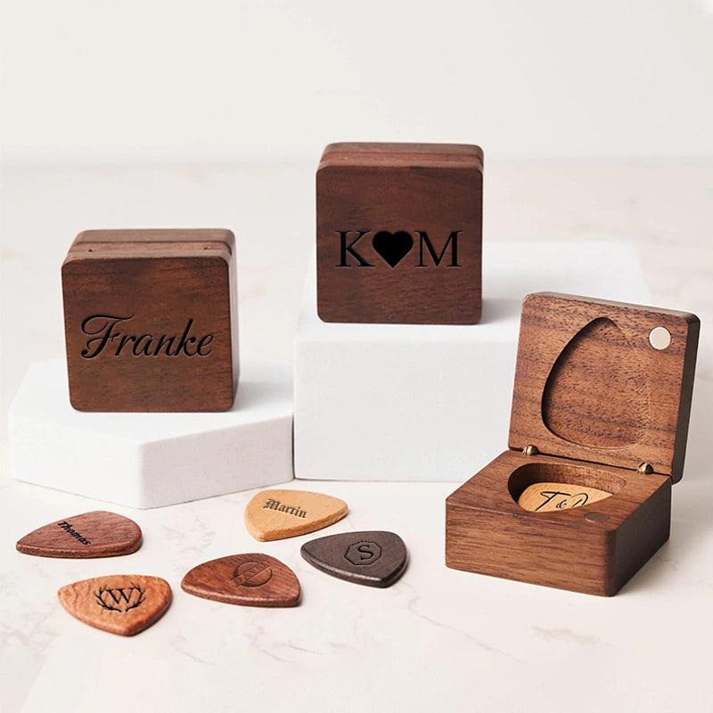 Personalized Wooden Guitar Pick Box