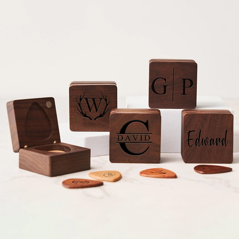 Personalized Wooden Guitar Pick Box