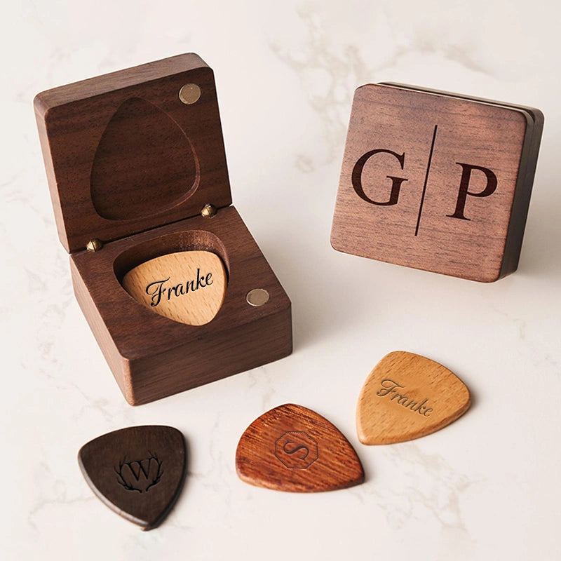 Personalized Wooden Guitar Pick Box