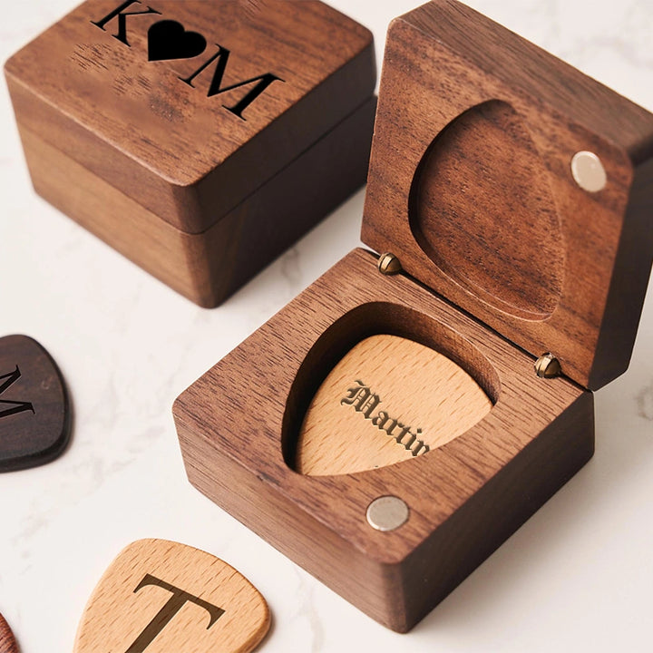 Personalized Wooden Guitar Pick Box