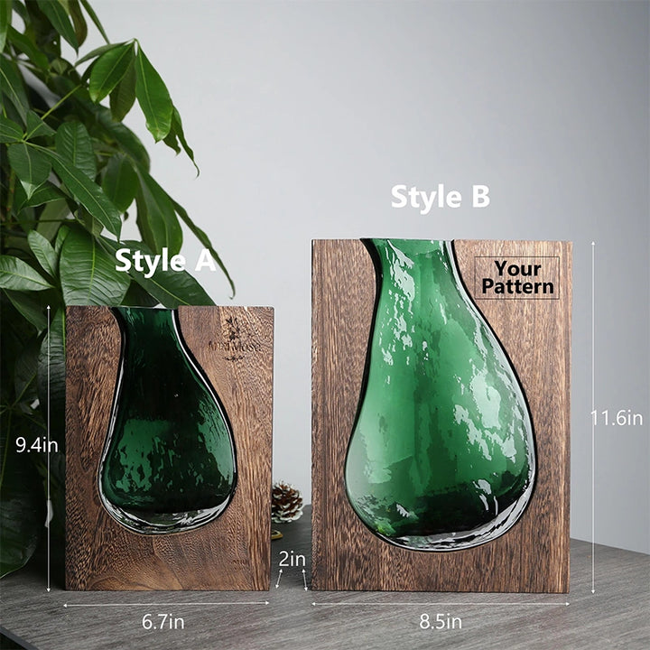 Personalized Wooden Vase with Engraving – Custom Pine Flower Holder & Artistic Eco-Friendly Gift for Home Décor