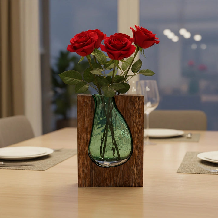 Personalized Wooden Vase with Engraving – Custom Pine Flower Holder & Artistic Eco-Friendly Gift for Home Décor