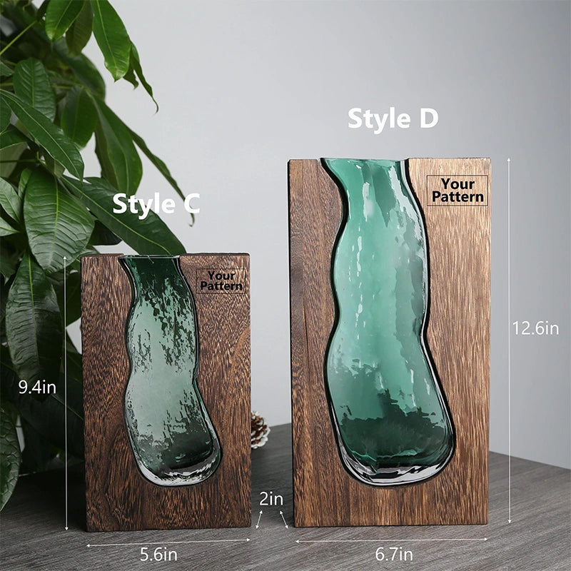 Personalized Wooden Vase with Engraving – Custom Pine Flower Holder & Artistic Eco-Friendly Gift for Home Décor