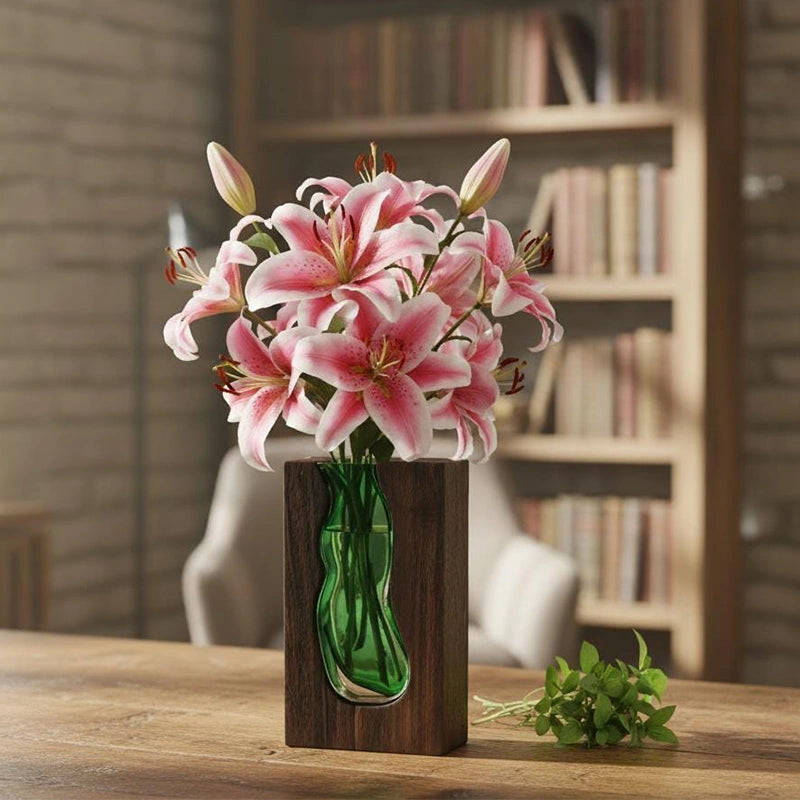 Personalized Wooden Vase with Engraving – Custom Pine Flower Holder & Artistic Eco-Friendly Gift for Home Décor