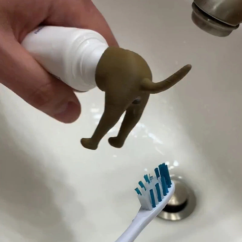 Pooping Dog Butt Toothpaste Topper – Funny Gag Gift for Dog Lovers & Bathroom Humor Decor