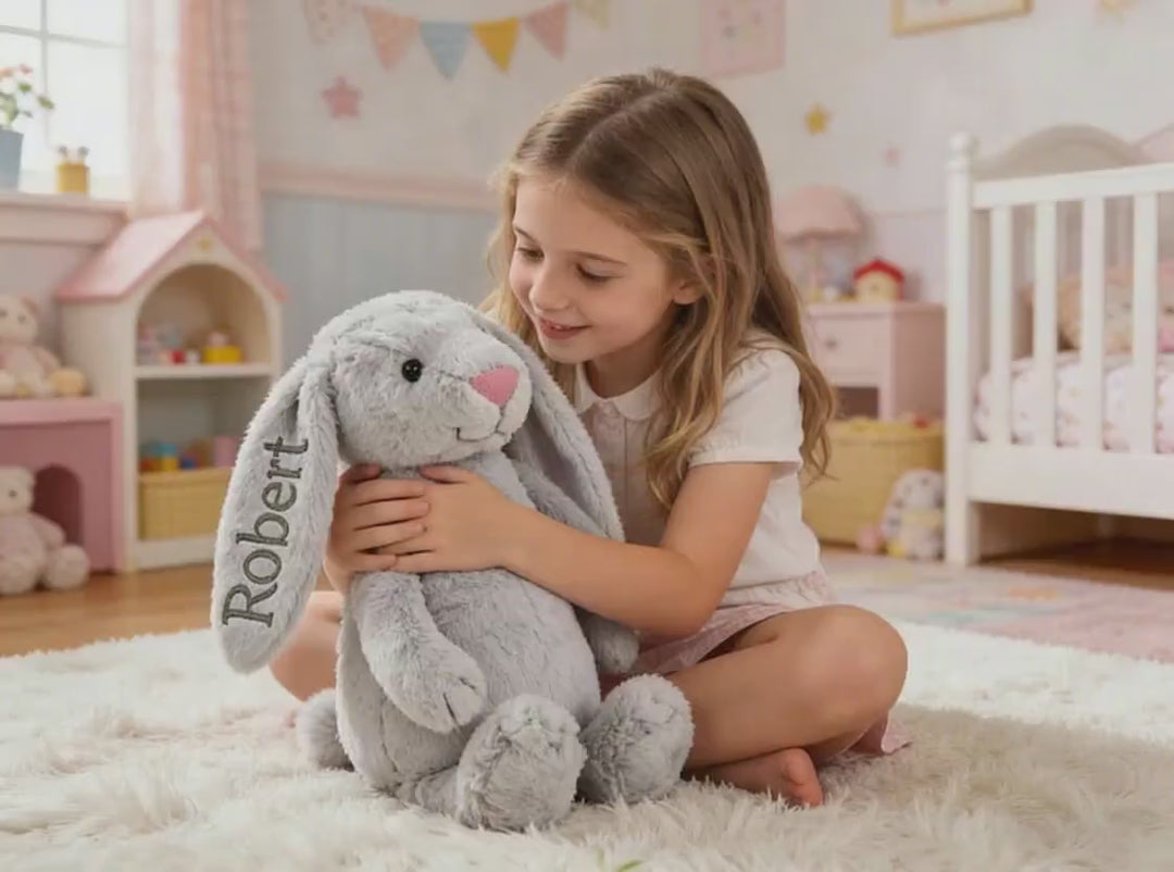 Personalized Bunny – Custom Name Plush Bunny Gift for Kids