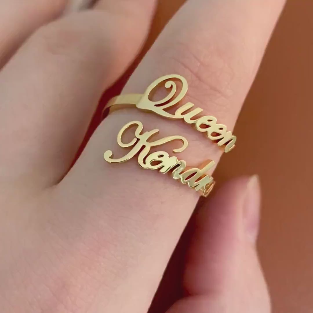 Personalized Double Name Ring