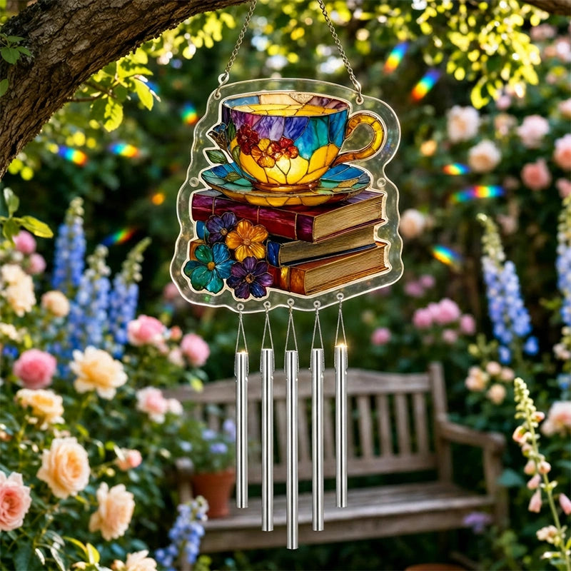 Radiant Bloom Teacup Acrylic Suncatcher – Floral Light-Catching Window Art & Relaxing Home Décor Gift