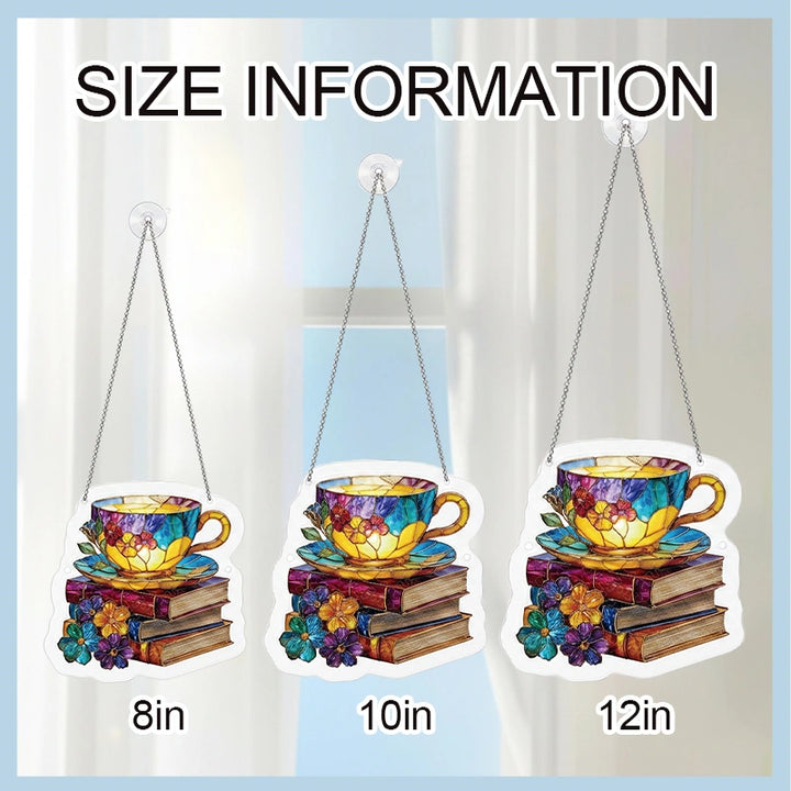 Radiant Bloom Teacup Acrylic Suncatcher – Floral Light-Catching Window Art & Relaxing Home Décor Gift