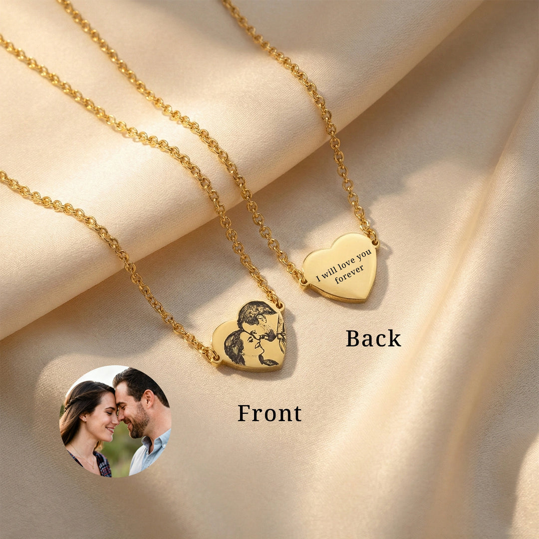 Real Picture Necklace – Custom Portrait Personalized Photo Necklace for Valentine’s Day & Family Gifts