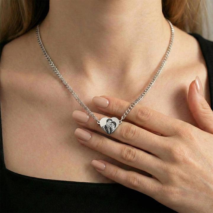 Real Picture Necklace – Custom Portrait Personalized Photo Necklace for Valentine’s Day & Family Gifts