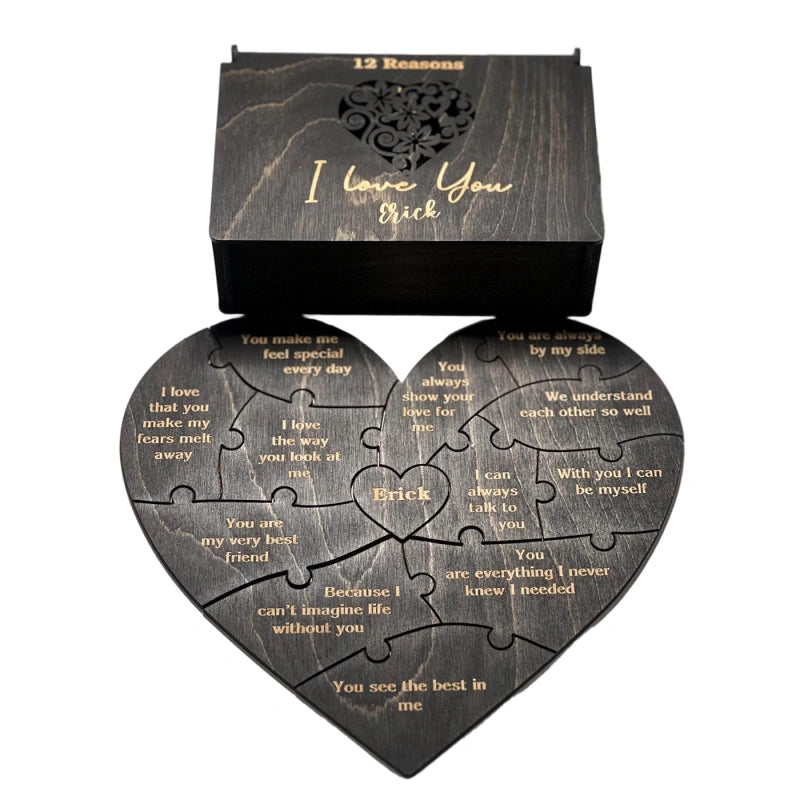 Reasons I Love You – Personalized Heart-Shaped Wooden Puzzle Gift
