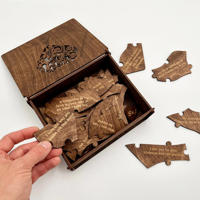 Reasons I Love You – Personalized Heart-Shaped Wooden Puzzle Gift