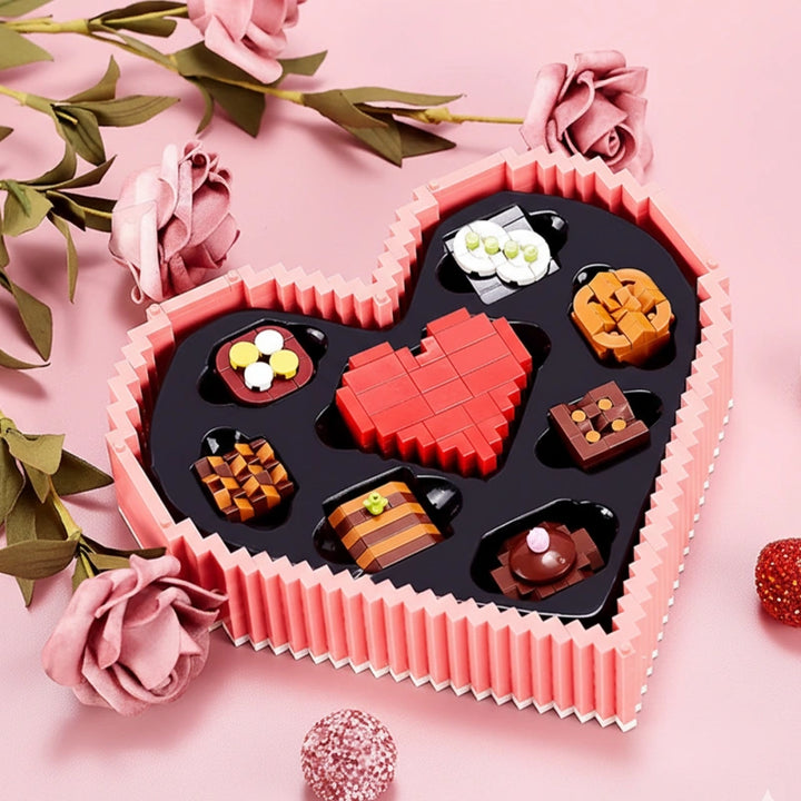 Romantic Heart-Shaped Building Block Gift Box – 1500+ ABS Pieces Puzzle Packaging for Couples, Rings & Small Gifts