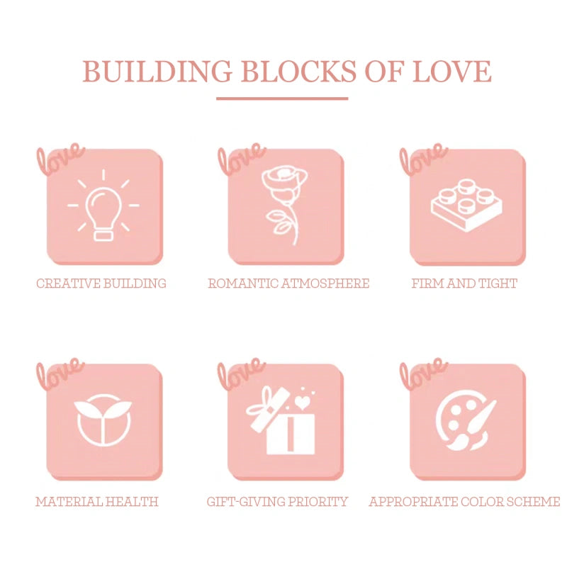 Romantic Heart-Shaped Building Block Gift Box – 1500+ ABS Pieces Puzzle Packaging for Couples, Rings & Small Gifts