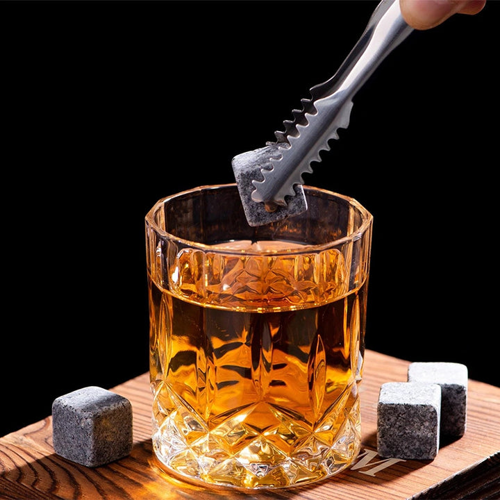 Royal Reserve Whiskey Stones Gift Set – Scotch & Bourbon Glasses with Chilling Rocks, Coasters & Tongs