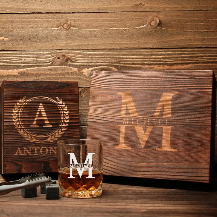 Royal Reserve Whiskey Stones Gift Set – Scotch & Bourbon Glasses with Chilling Rocks, Coasters & Tongs