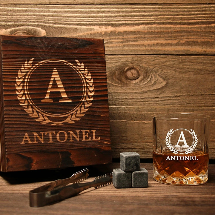 Royal Reserve Whiskey Stones Gift Set – Scotch & Bourbon Glasses with Chilling Rocks, Coasters & Tongs