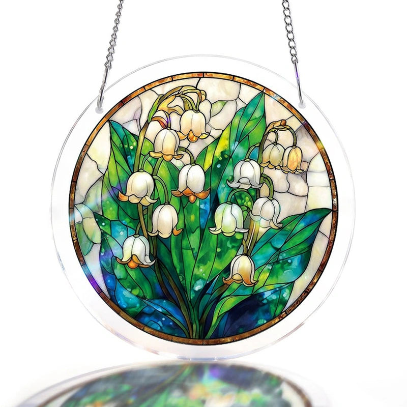 Secret Lily Valley Acrylic Suncatcher – Enchanted Floral Light-Catching Window Hanging Decor