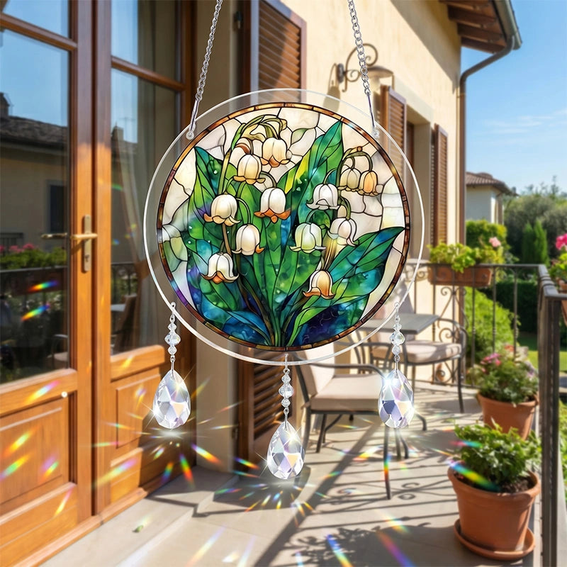 Secret Lily Valley Acrylic Suncatcher – Enchanted Floral Light-Catching Window Hanging Decor