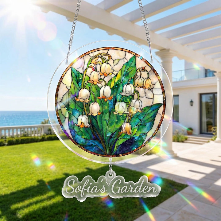 Secret Lily Valley Acrylic Suncatcher – Enchanted Floral Light-Catching Window Hanging Decor