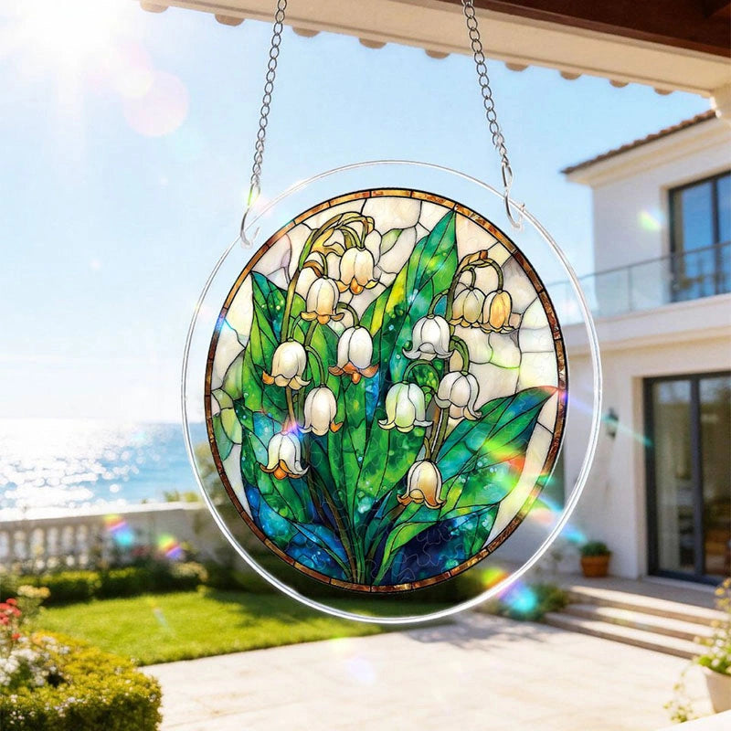 Secret Lily Valley Acrylic Suncatcher – Enchanted Floral Light-Catching Window Hanging Decor