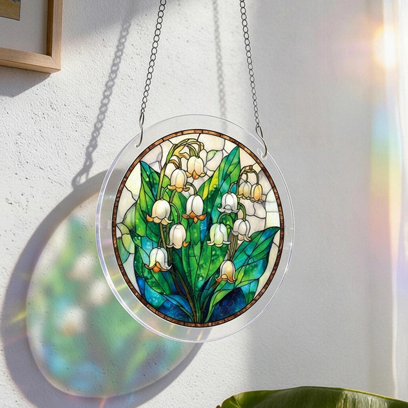 Secret Lily Valley Acrylic Suncatcher – Enchanted Floral Light-Catching Window Hanging Decor