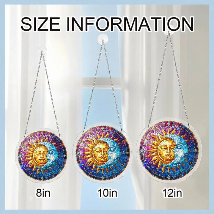 Sun and Moon in Harmony Acrylic Suncatcher – Celestial Light-Catching Window Art Décor