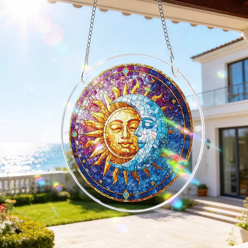 Sun & Moon in Harmony Acrylic Suncatcher Puzzle – Light Catching Window Art Décor