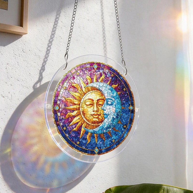 Sun & Moon in Harmony Acrylic Suncatcher Puzzle – Light Catching Window Art Décor