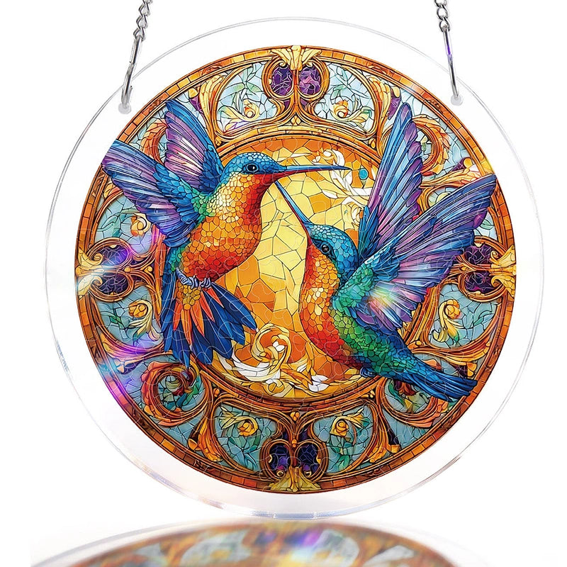 Twin Wings of Radiance Acrylic Suncatcher – Elegant Light-Catching Window Art Décor