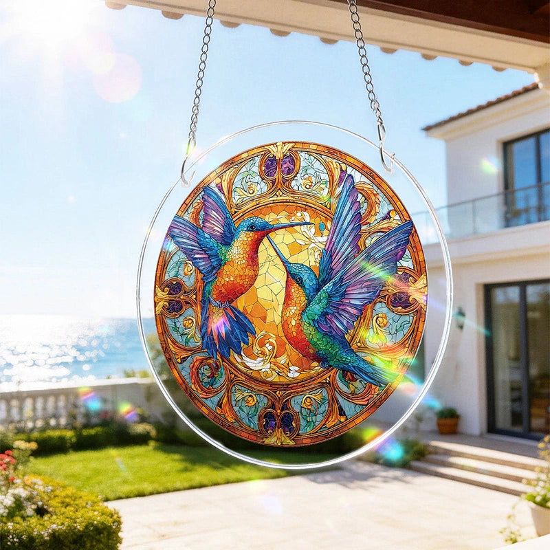 Twin Wings of Radiance Acrylic Suncatcher – Elegant Light-Catching Window Art Décor