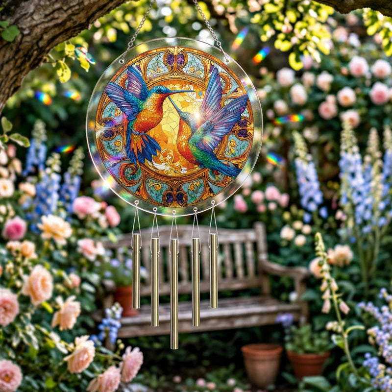 Twin Wings of Radiance Acrylic Suncatcher – Elegant Light-Catching Window Art Décor