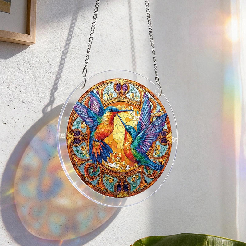 Twin Wings of Radiance Acrylic Suncatcher Puzzle – Light Catching Window Art Décor