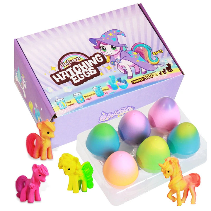 Unicorn Hatching Easter Eggs – Set of 6 Magical Hatch-and-Grow Unicorn Toys for Kids