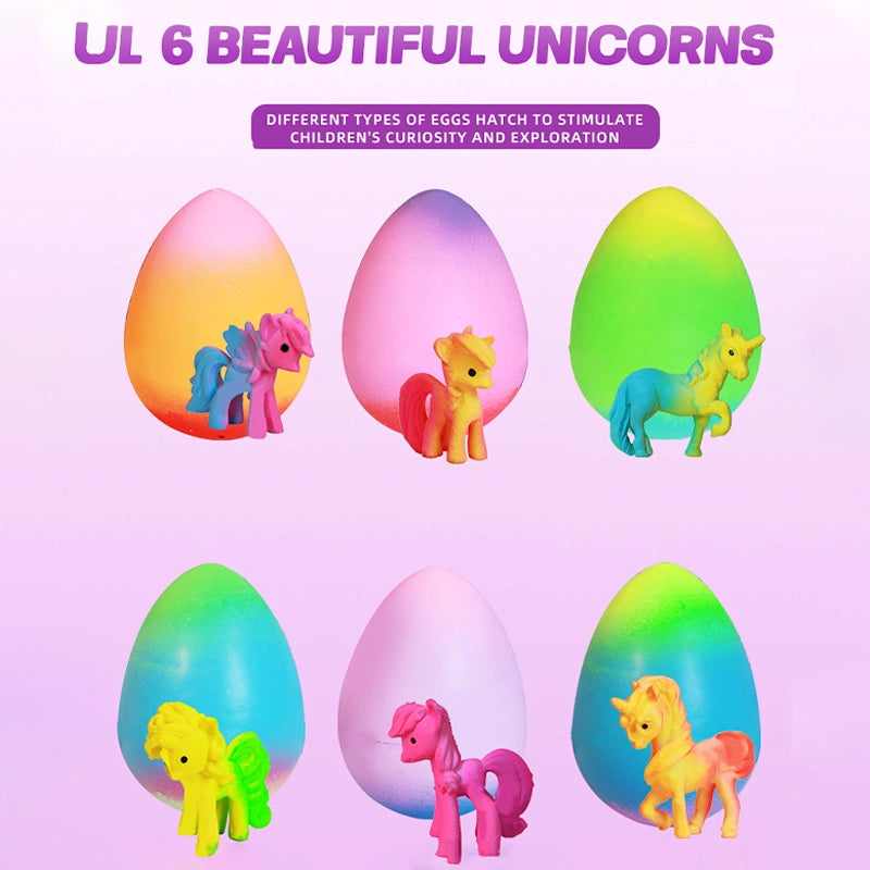 Unicorn Hatching Easter Eggs – Set of 6 Magical Hatch-and-Grow Unicorn Toys for Kids