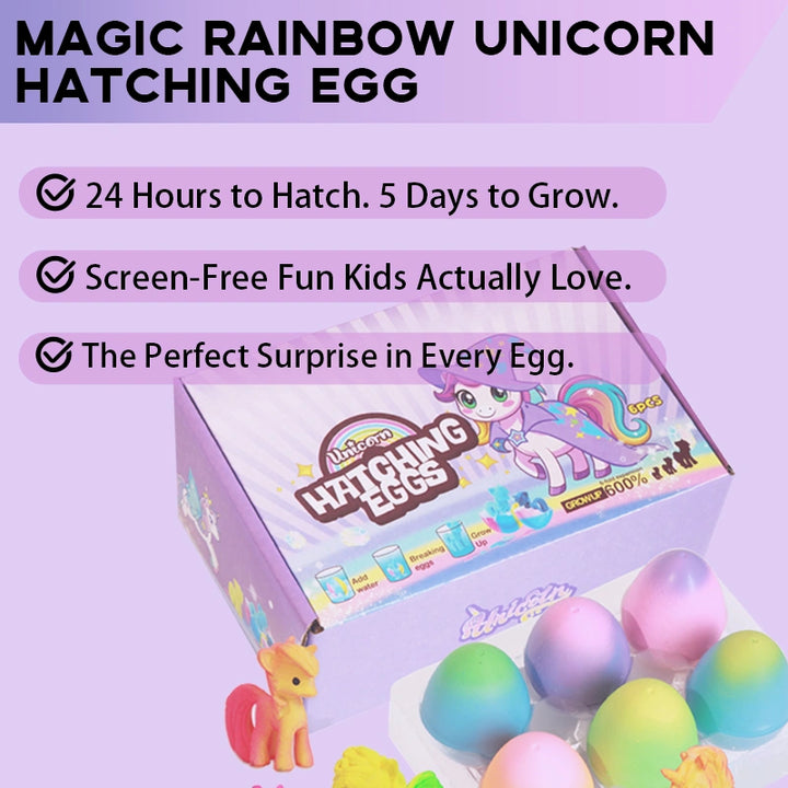 Unicorn Hatching Easter Eggs – Set of 6 Magical Hatch-and-Grow Unicorn Toys for Kids