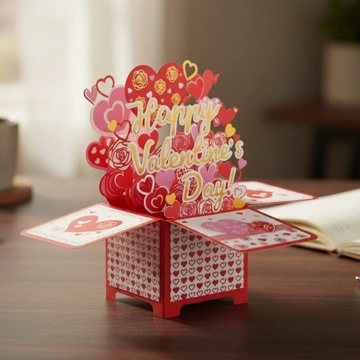 Valentine’s Day 3D Pop-Up Love Card – Romantic Anniversary Greeting Card with Envelope & Note Tag