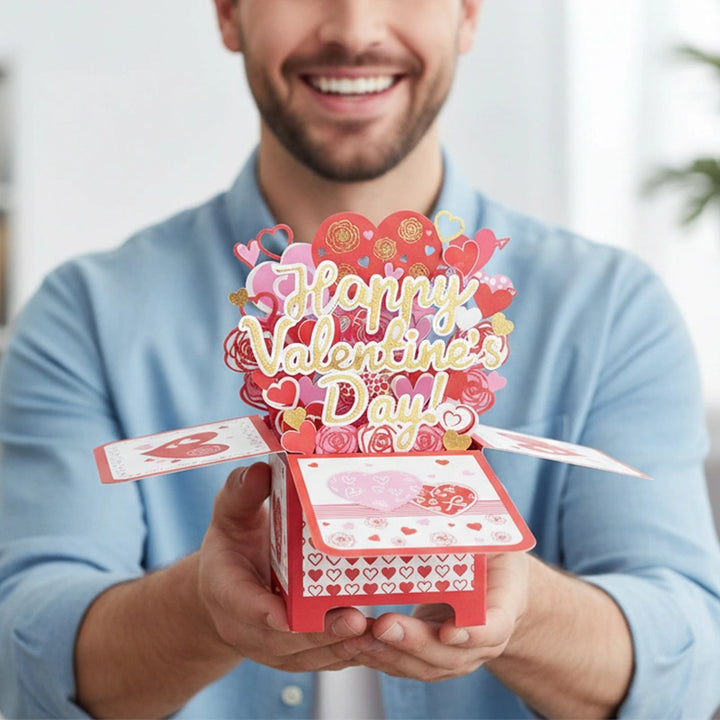 Valentine’s Day 3D Pop-Up Love Card – Romantic Anniversary Greeting Card with Envelope & Note Tag