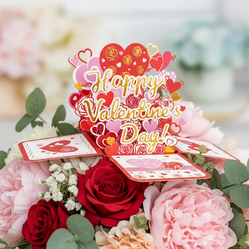 Valentine’s Day 3D Pop-Up Love Card – Romantic Anniversary Greeting Card with Envelope & Note Tag